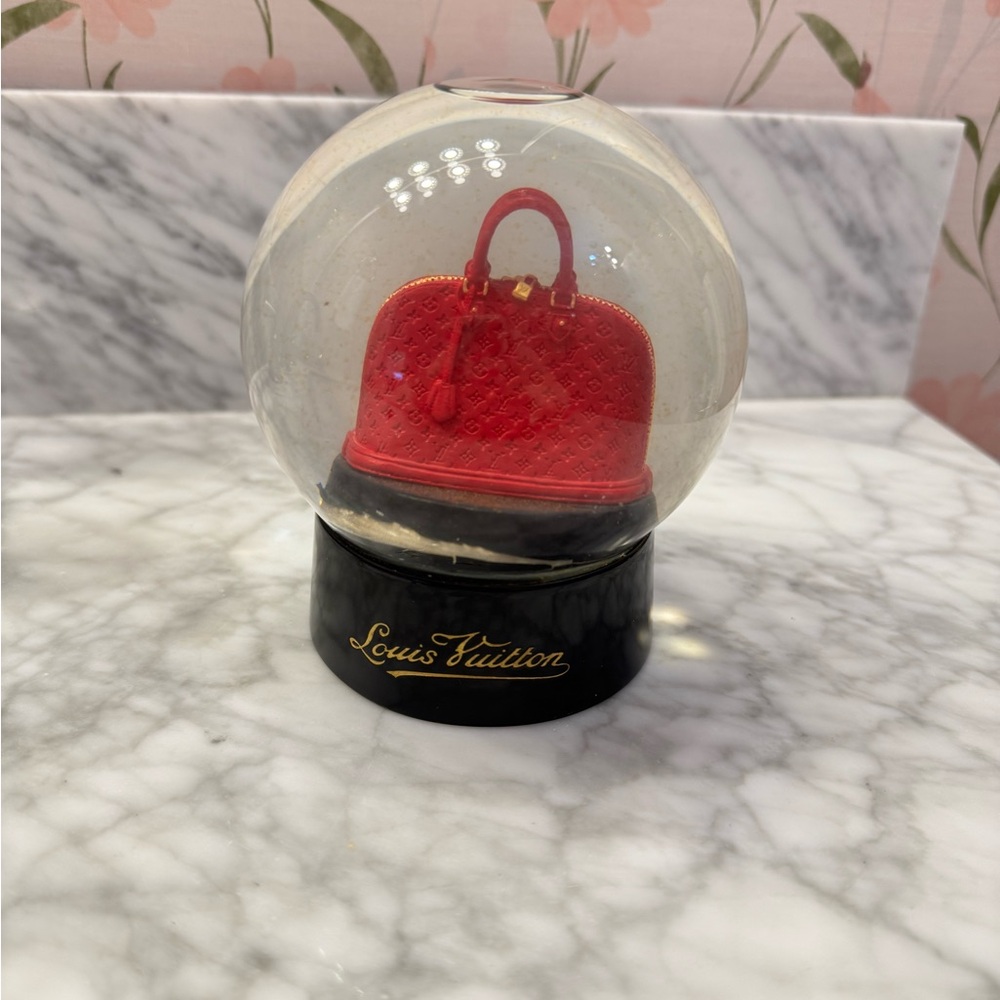 Louis Vuitton Red Handbag Alma VIP Limited Editon Snow Globe